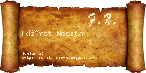 Fürst Neszta névjegykártya